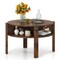 29.5 Inch Round Coffee Table with Storage Shelves for Small Living Spaces